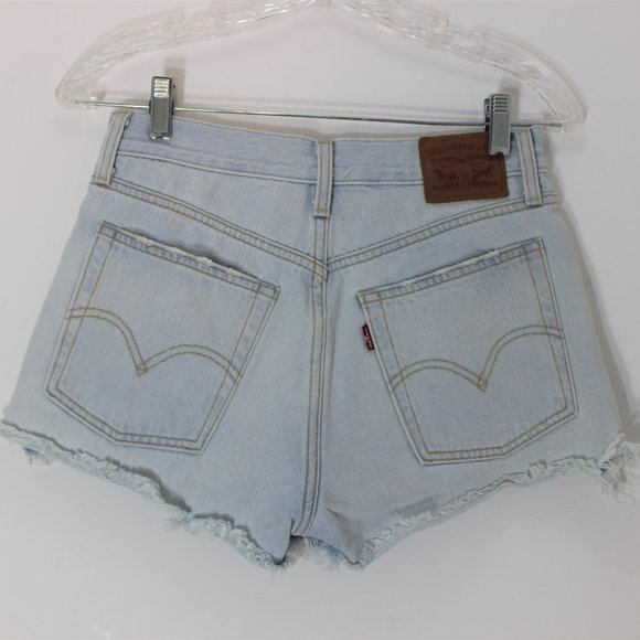 LEVIS Button Fly Cut Off Jean Shorts Distressed 26 - Picture 3 of 11